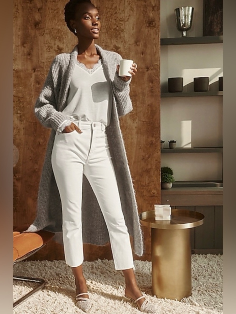 Express Straight Super High Rise Jeans Cream 6
